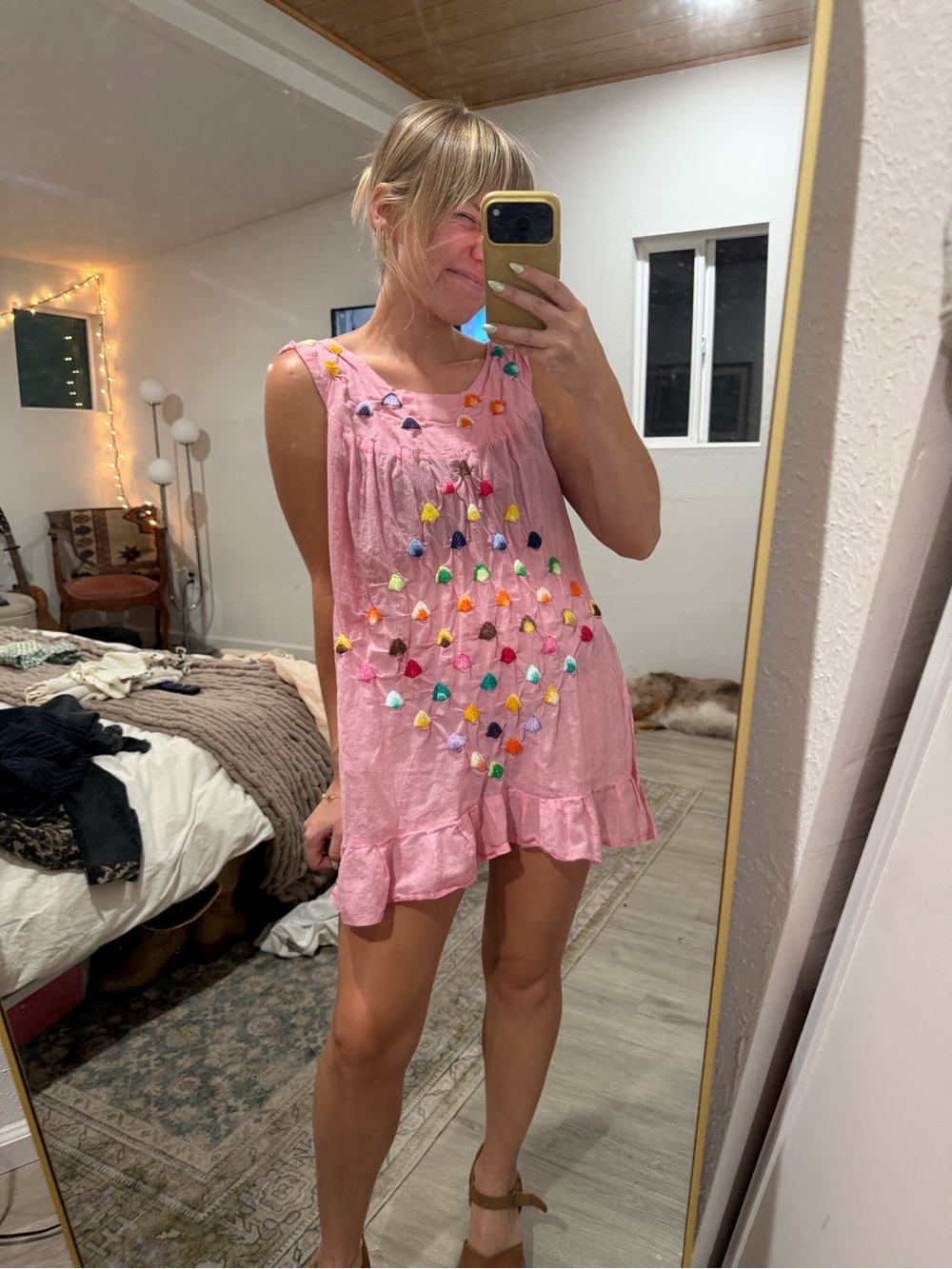 Pink Sleeveless Embroidered Tunic